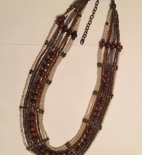 Nice Women’s Hand Crafted Beaded Costume Jewelry Necklace Brown / Neutral Tones