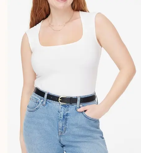 NWT J.Crew Factory Cap Sleeve Stretch Cotton Blend Square Neck Tank Top Small White