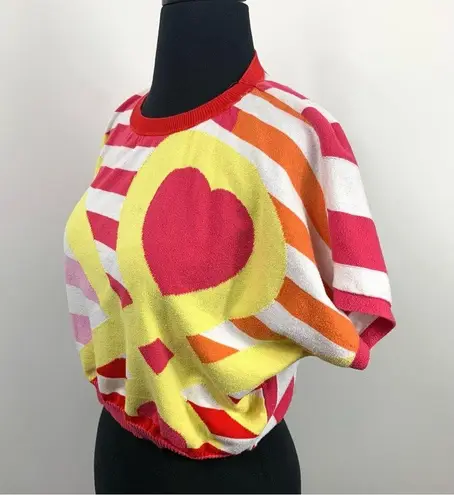 United Colors Of Benetton Stile Benetton Cropped Colorful Abstract Sweater Top