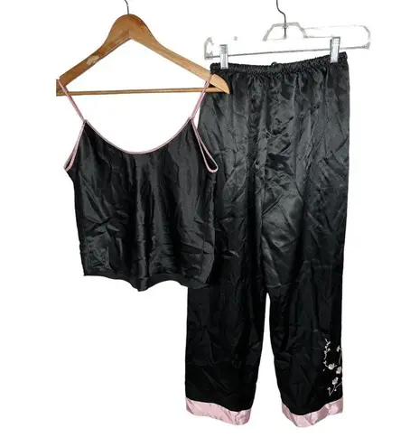 Oscar de la Renta Small Pajama Set Womens Black Cami w/ Pants Polyester Spandex
