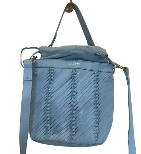 Jason Wu Easter Egg Blue Bucket Bag Logo Crossbody Leather Designer 8x7x4 $268