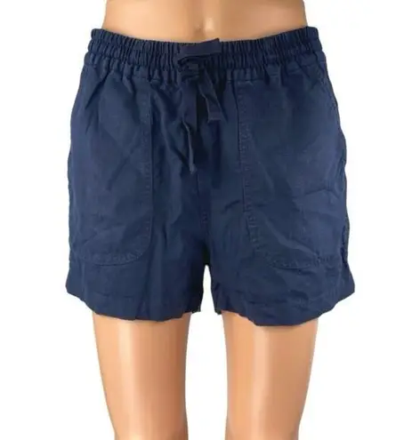 J.Crew Women's Navy Blue Linen Drawstring High Rise Mini Casual Shorts Size XS