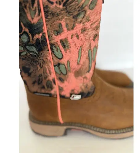 Justin Women’s Trekker 11" Camo Work Boot Size 7B Waterproof Russet Brown SE4356