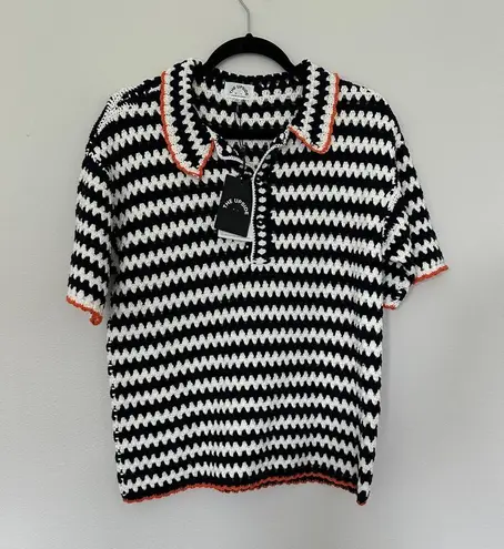 The Upside Voyage Crochet Sagra Shirt Size XXS NWT Blue