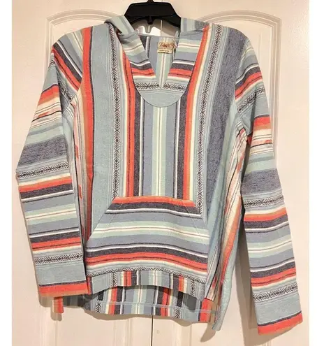 Faherty Baja Poncho Sierra Stripped Sweater Hoodie Aztec Coastal Nautical Beach Size XS