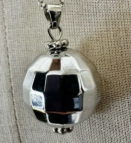 Silver tone Disco ball pendant necklace