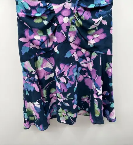 Donna Morgan  V-Front Bell Sleeve Navy Blue & Pink Floral Mini Dress Size 4