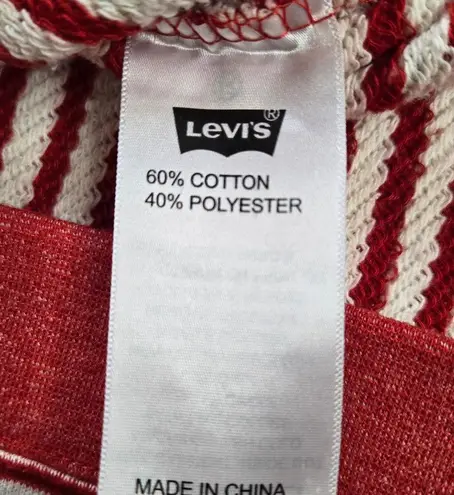 Levi's  Red White Stripe Boat Neck Pullover Crewneck Nautical Sweater Size Medium