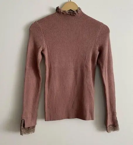 English Factory NWT Turtleneck Knit Lace Top