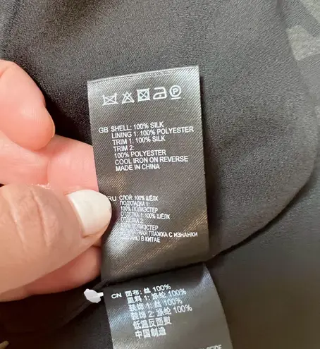 Reiss Black & White Patterned Silk Satin Layered Cocktail Dress