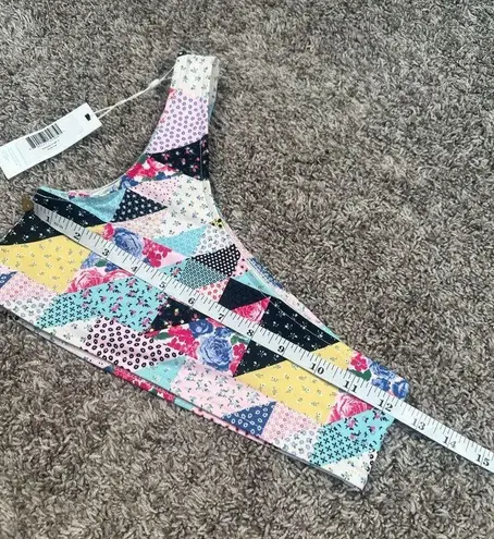 frankie's bikinis NWT  Barb One Shoulder Bikini Top in Patchwork Multi Pattern S