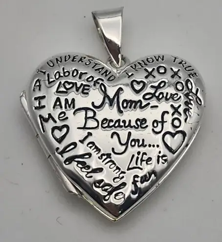 LA Jewelry Sterling Silver Mom Heart Locket