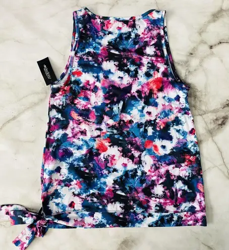 Ideology  Womens White Floral Tie-Dye Side Tie Sleeveless Tank Top S Small New - Image 4