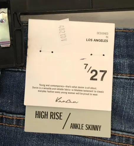 KanCan Jeans Skinny Jeans Medium Wash Fringe & Zipper Hem 7/27 NWT Style KC7285M