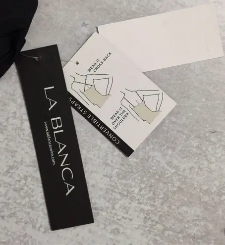 La Blanca Black Island Goddess Underwire Twist Front Bra Top Size 16 NWT