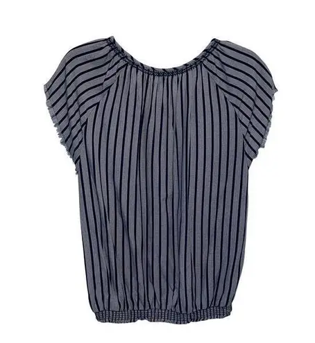 Carve Designs Womens Stripe Keyhole Short Sleeve Pullover Blouse Blue Small