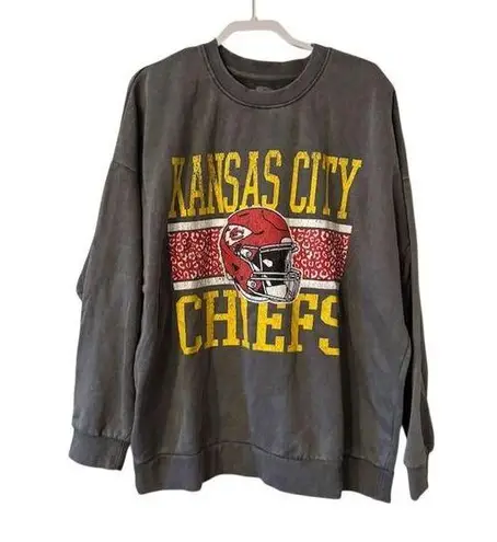 Gameday Couture Women's 2XL Chiefs Gray Oversized Crewneck Pullover Red Size XXL