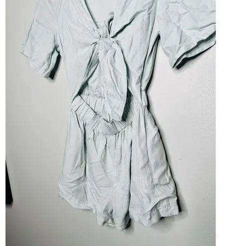 THAKOON x RTR Mint Tie Waist Linen Blend Plunge Neck Romper Size 2 Green