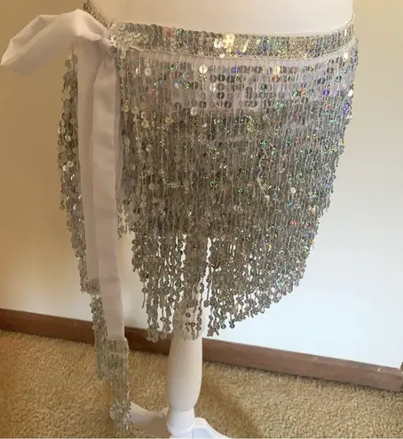 Zumba Belly Dance Costume Glitter Sparkle Fringe Skirt Size Medium/Large
