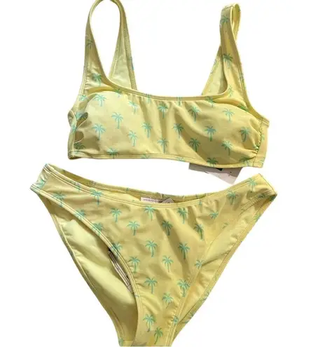 Stoney Clover Lane x Target Yellow Green Palm Tree Bikini Swim Suit 2 pc L new