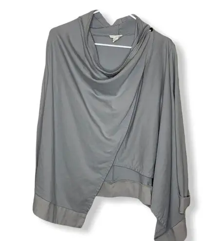 Loft Lounge gray drape wrap sweatshirt EUC