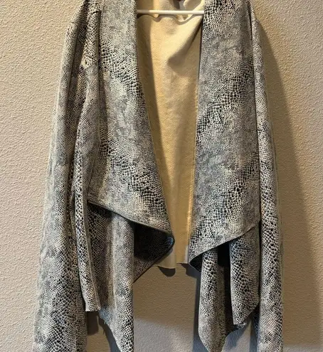 SCULLY Snakeskin Drape Cross Over Jacket Women’s Medium | Zip Front Tan