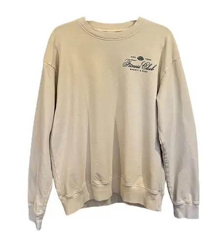Sporty & Rich New York Fitness Club Crewneck Sweatshirt In Cream Size M