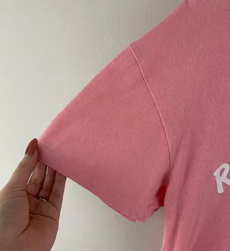 The Rolling Stones Pink White Red Lips Raw Hem Graphic Short Sleeve Band Tee