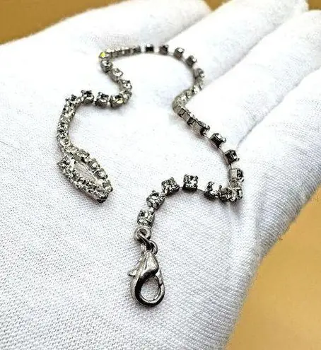 Vintage or Antique Snake Shaped Rhinestone Bracelet Trinket 7" EUC