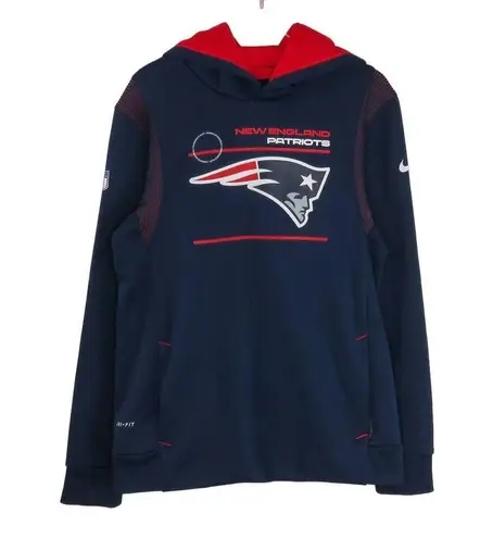 Nike  Women's NFL New England Patriots Dri-Fit  Navy Blue Hoodie On Field Large