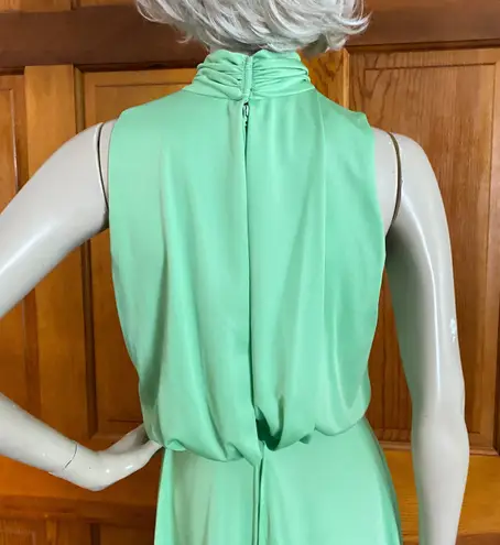 Vintage 70s Green Sleeveless Blouson Dress St Patrick’s Day XS/S