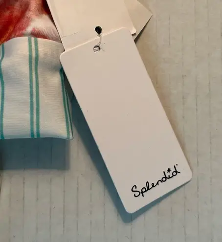 Splendid  Bellini Reversible Halter Bra Bikini Top Sz M NWT Tie Dye & Stripes