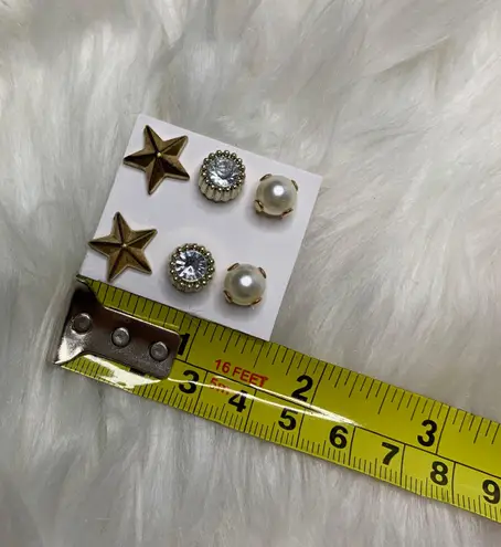 NWOT 3 Gold Color Studs Earrings
