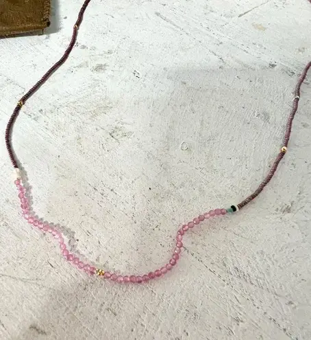 Shashi Aisha Rainbow Purple Crystal Beaded Necklace with Leather Pouch