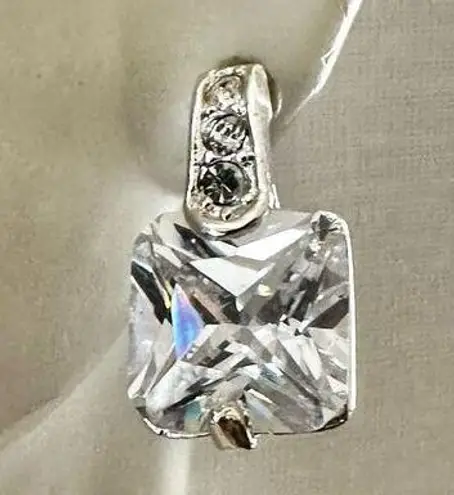 Sparkly CZ Cushion Cut Drop Earrings Silver