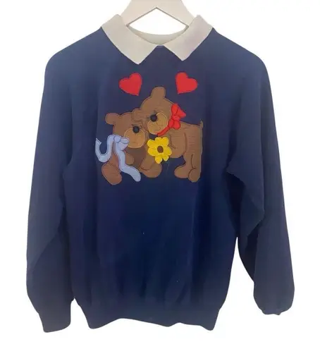 Hanes  Vintage collared teddy bear sweatshirt size medium 90s