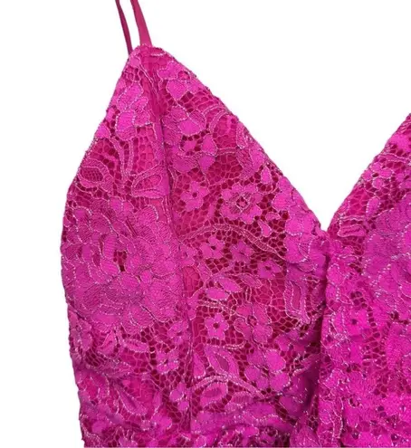 NBD  X Revolve Marvin Hot Pink Fuchsia Lace Ruffled Mini Dress XSmall