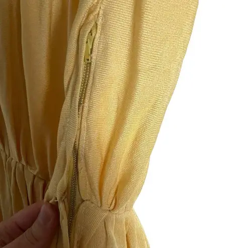 Vintage Yellow Smocked Pleated Sleeveless Midi Dress Size M Size M