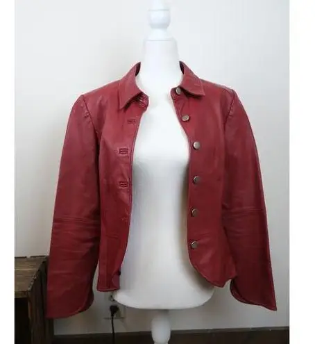 Shape FX Vintage Red Leather Motorcycle Fashion Western Jacket Womens 8 (S/M)