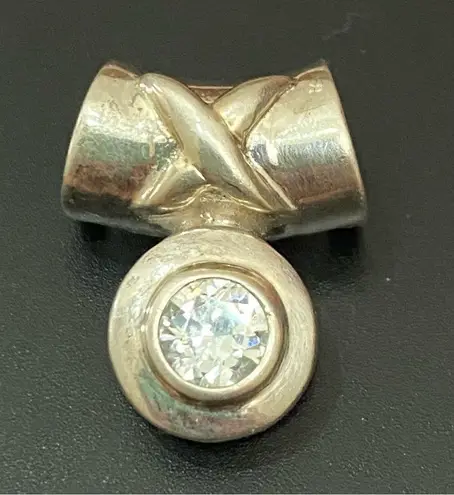 Sterling Silver Vintage 925 CID Clear Solitaire Slider Pendant 3.8g