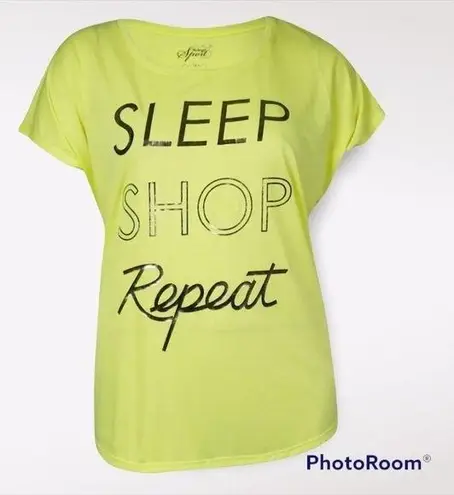 Style & Co . Text tee sleep shop repeat happy lime size XL