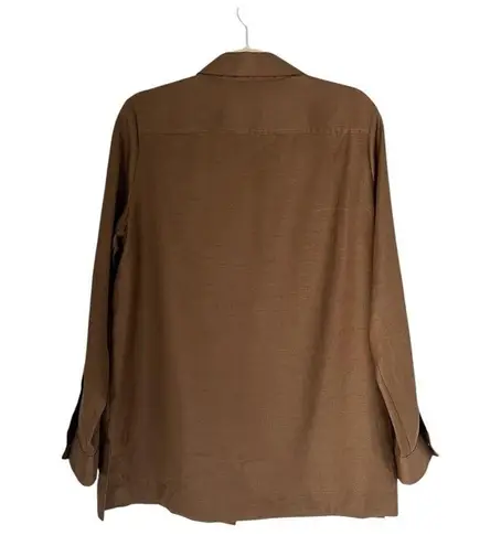 Hinson Wu Nadia Long Sleve linen tunic Caramel Sz S Lagenlook coastal luxury Brown