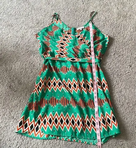 JustFab  Orange & Green Zig Zag V-Neck Tank Dress | Size Medium