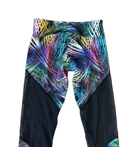 Onzie Palm Print Sheer Panel Leggings Size S/M