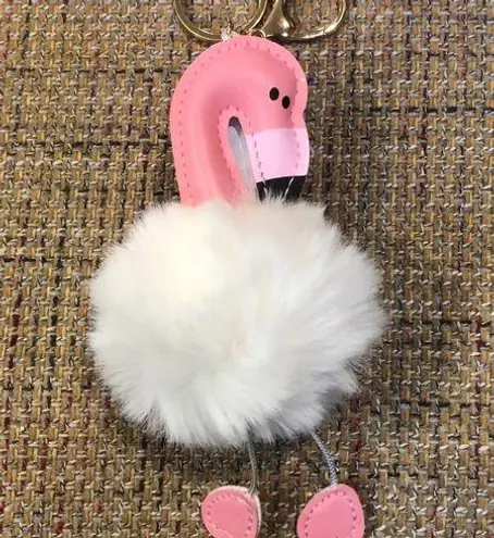 Flamingo Pom Pom Hangtag Pocket Book Purse Bag Decoration Keychain