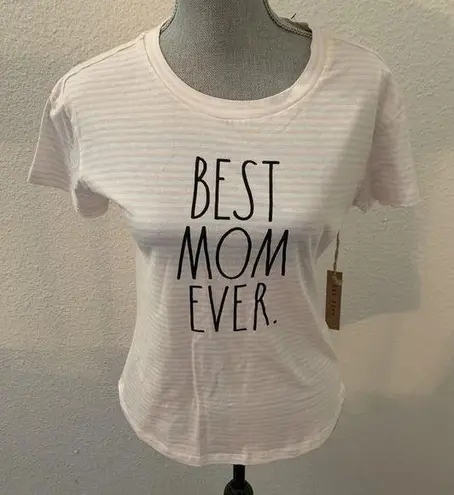 Rae Dunn  Best Mom Ever T-shirt Top White Pink XS New NWT Mom Mother’ Day gift