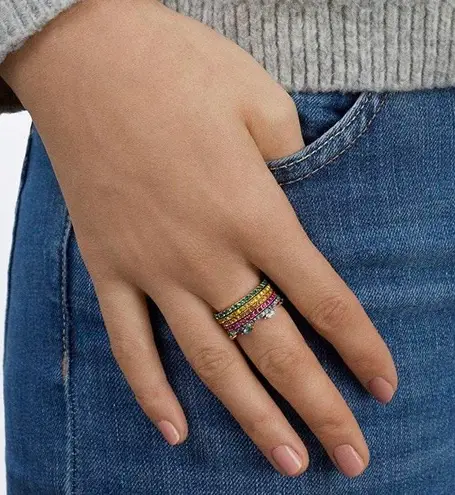 5 rainbow gold rings