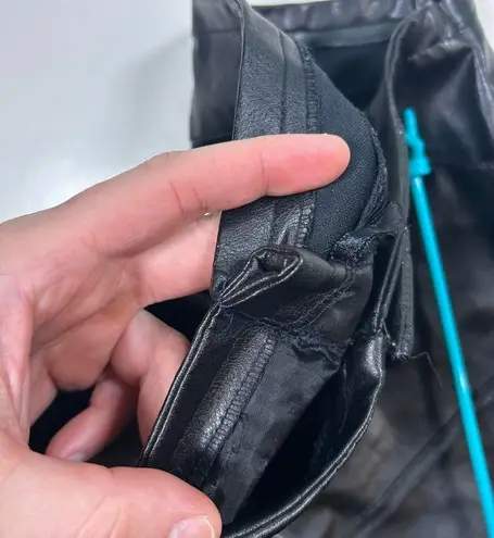 Vintage Y2K Heart Attack Faux Leather Pants Quilted Design Black Flare Leg Small