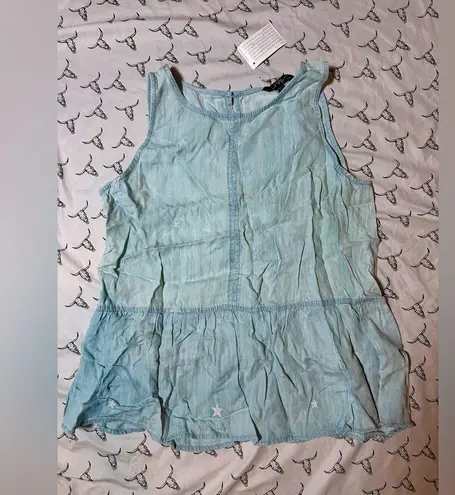 Velvet Heart NWT Denim Peplum Sleeveless Scoop Neck Stretch Waist Tank Top Large