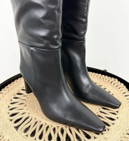 Massimo Dutti  Heeled Knee High Leather Boots Black Size 7.5US 38EU NWT